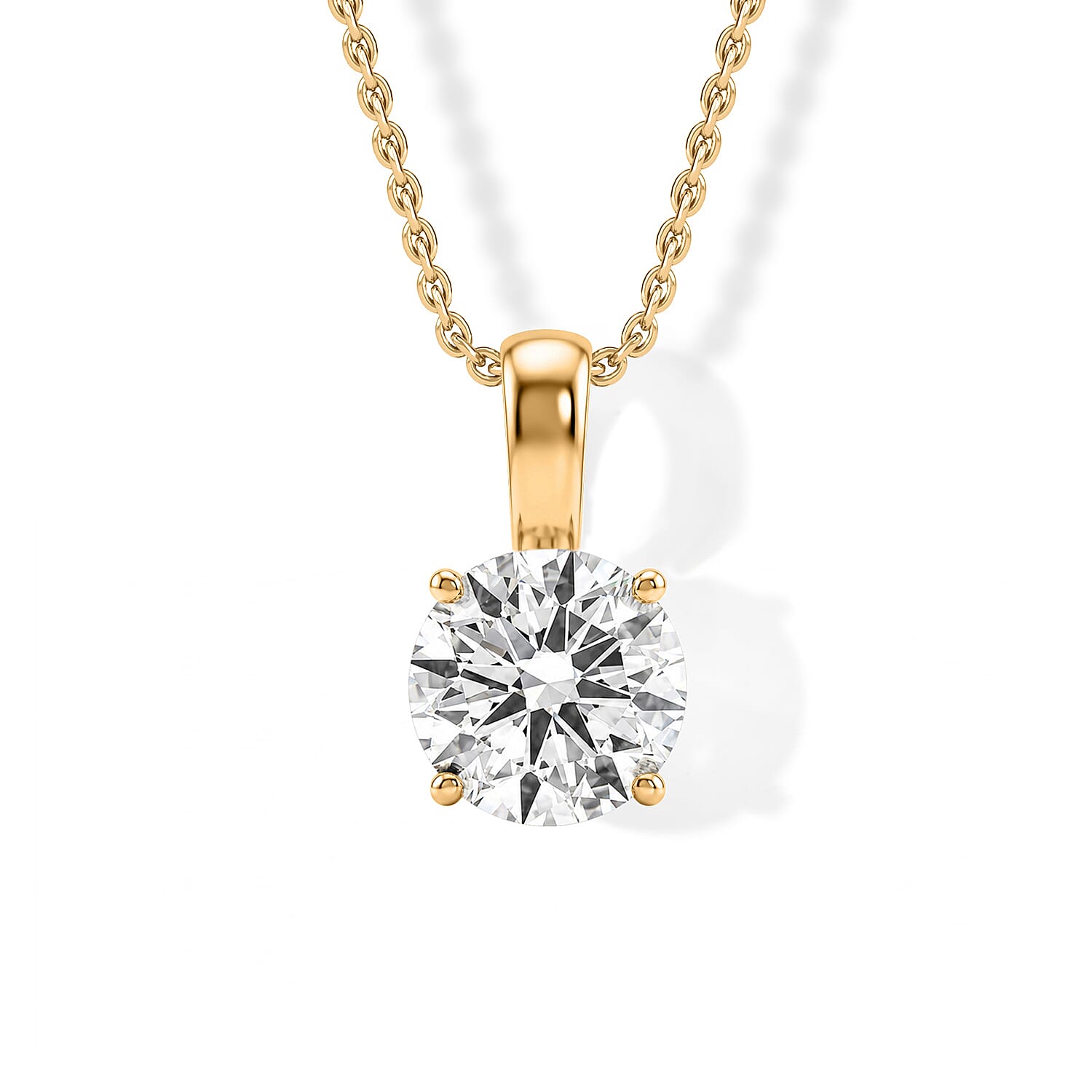 IGI Certified Luxuriant Lab Grown Diamond E-F VS 1.00 ctw Pendant Necklace in 18K Vermeil Yellow Gold Over Sterling Silver 20 In
