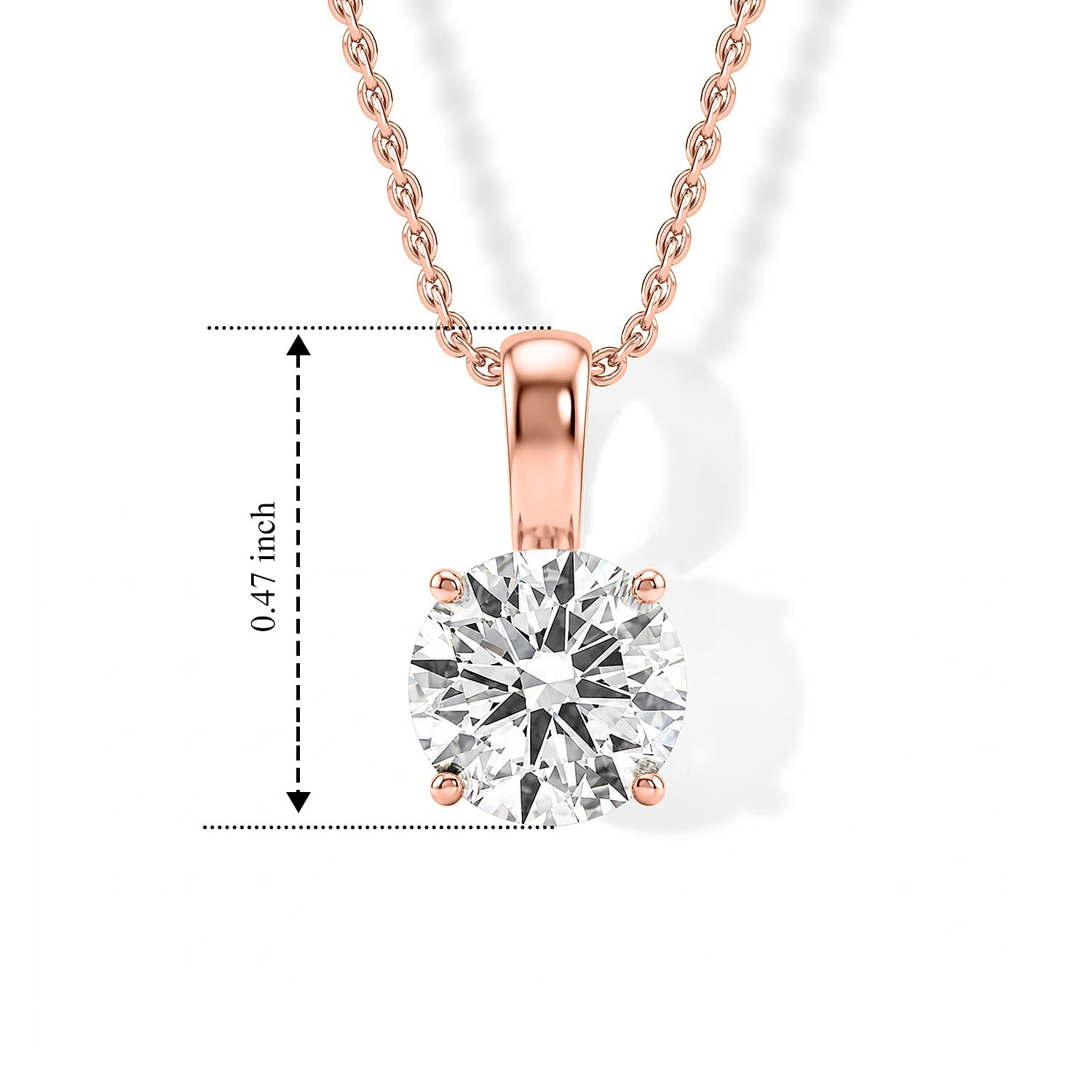 IGI Certified Luxuriant Lab Grown Diamond E-F VS 1.00 ctw Pendant Necklace in 18K Vermeil Rose Gold Over Sterling Silver 20 Inch