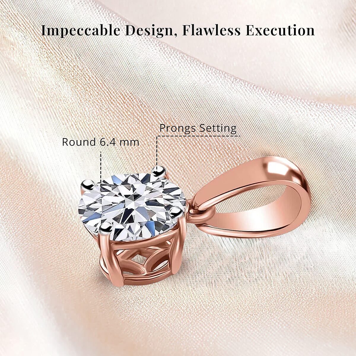 Luxuriant Lab Grown Diamond E-F VS 1.00 ctw Pendant Necklace in 18K Vermeil Rose Gold Over Sterling Silver 20 Inches image number 5