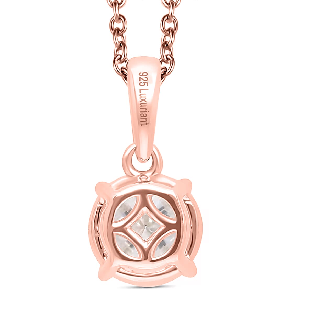 Luxuriant Lab Grown Diamond E-F VS 1.00 ctw Pendant Necklace in 18K Vermeil Rose Gold Over Sterling Silver 20 Inches image number 8