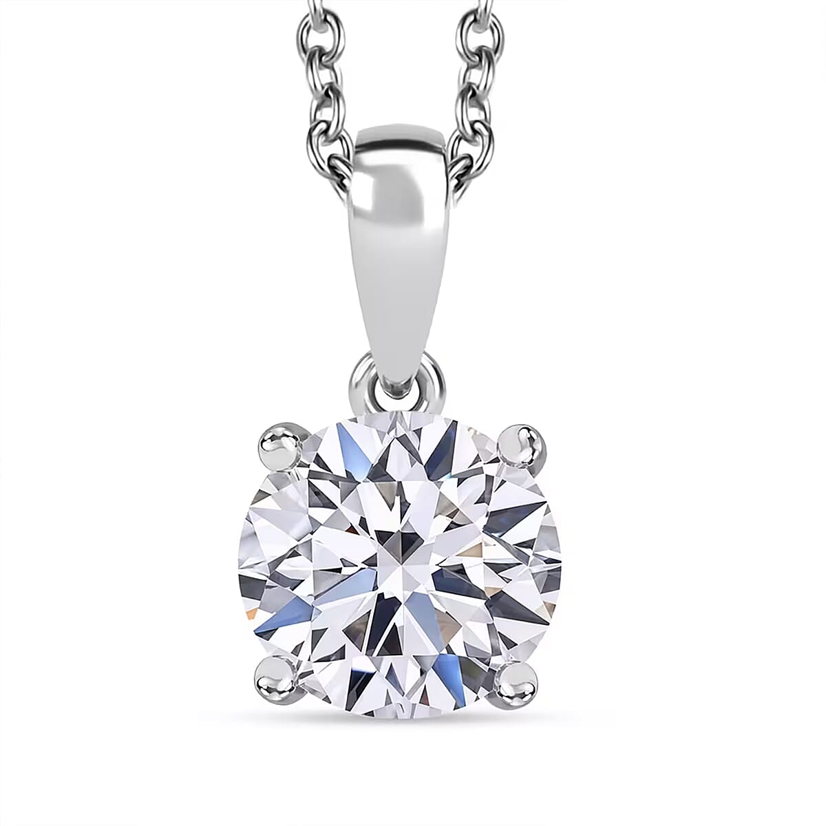 IGI Certified Luxuriant Lab Grown Diamond E-F VS 2.00 ctw Pendant Necklace in Rhodium Over Sterling Silver 20 Inches image number 0