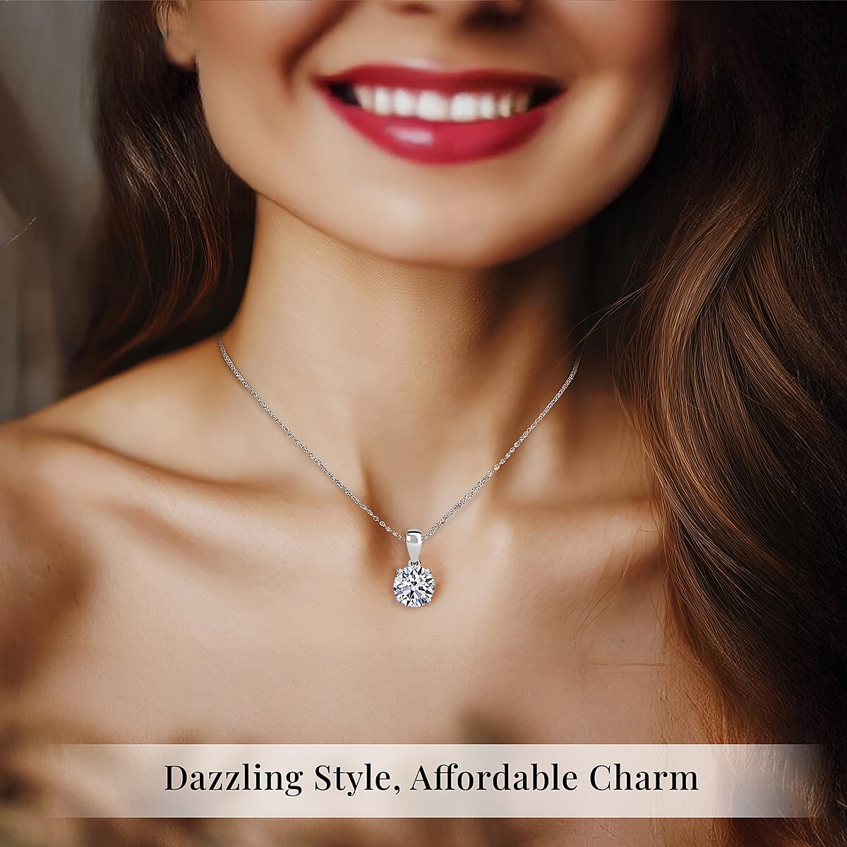 IGI Certified Luxuriant Lab Grown Diamond E-F VS 2.00 ctw Pendant Necklace in Rhodium Over Sterling Silver 20 Inches image number 1