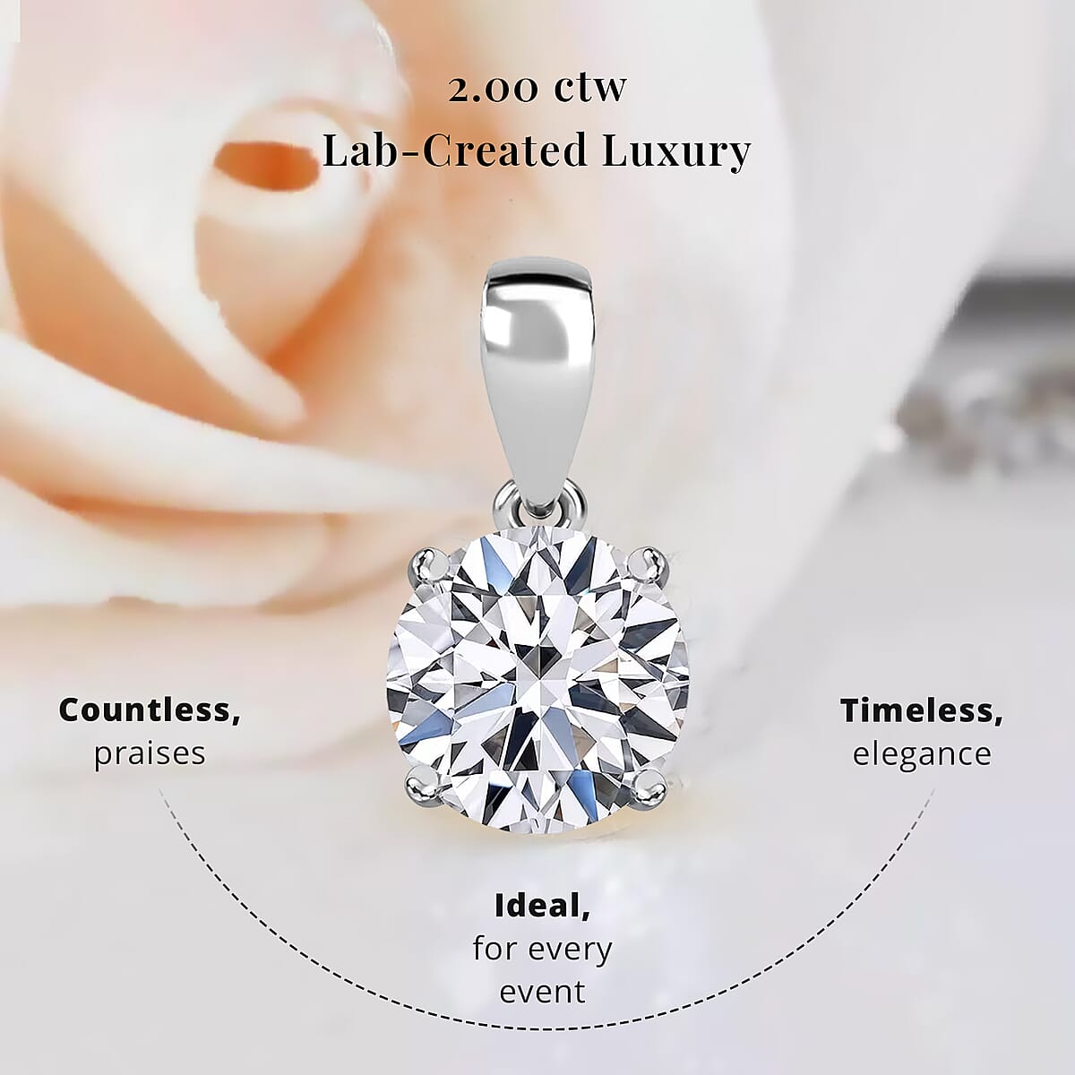 IGI Certified Luxuriant Lab Grown Diamond E-F VS 2.00 ctw Pendant Necklace in Rhodium Over Sterling Silver 20 Inches image number 2