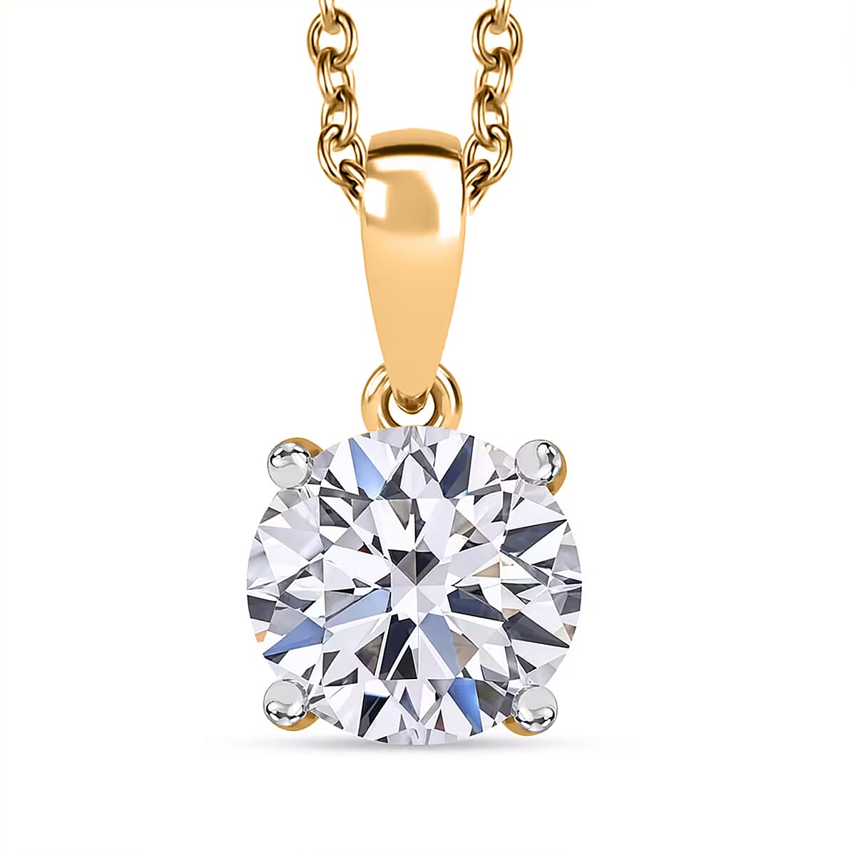 IGI Certified Luxuriant Lab Grown Diamond E-F VS 2.00 ctw Pendant Necklace in 18K Vermeil Yellow Gold Over Sterling Silver 20 Inches image number 0
