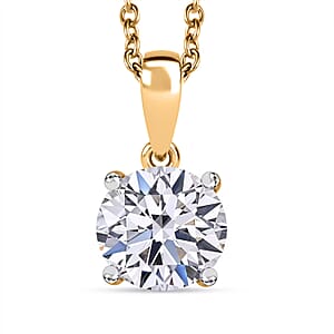 IGI Certified Luxuriant Lab Grown Diamond E-F VS 2.00 ctw Pendant Necklace in 18K Vermeil Yellow Gold Over Sterling Silver 20 Inches