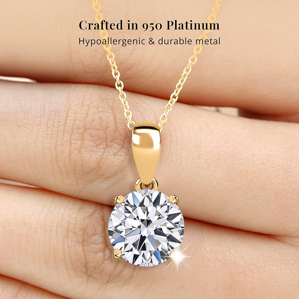 IGI Certified Luxuriant Lab Grown Diamond E-F VS 2.00 ctw Pendant Necklace in 18K Vermeil Yellow Gold Over Sterling Silver 20 Inches image number 4