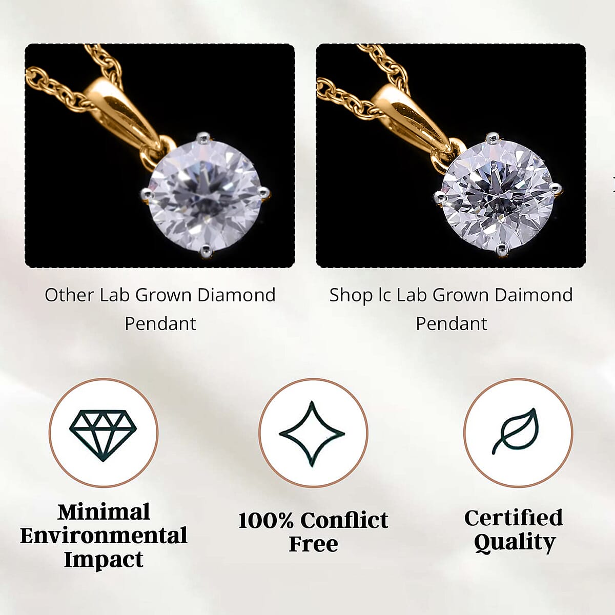 IGI Certified Luxuriant Lab Grown Diamond E-F VS 2.00 ctw Pendant Necklace in 18K Vermeil Yellow Gold Over Sterling Silver 20 Inches image number 5