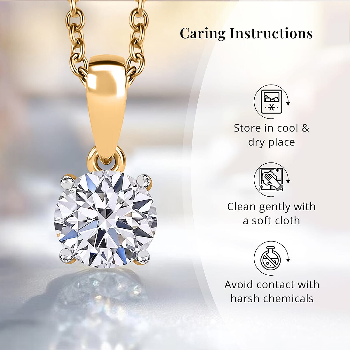 IGI Certified Luxuriant Lab Grown Diamond E-F VS 2.00 ctw Pendant Necklace in 18K Vermeil Yellow Gold Over Sterling Silver 20 Inches image number 6