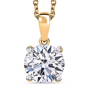 IGI Certified Luxuriant Lab Grown Diamond E-F VS 3.00 ctw Pendant Necklace in 18K Vermeil Yellow Gold Over Sterling Silver 20 Inches