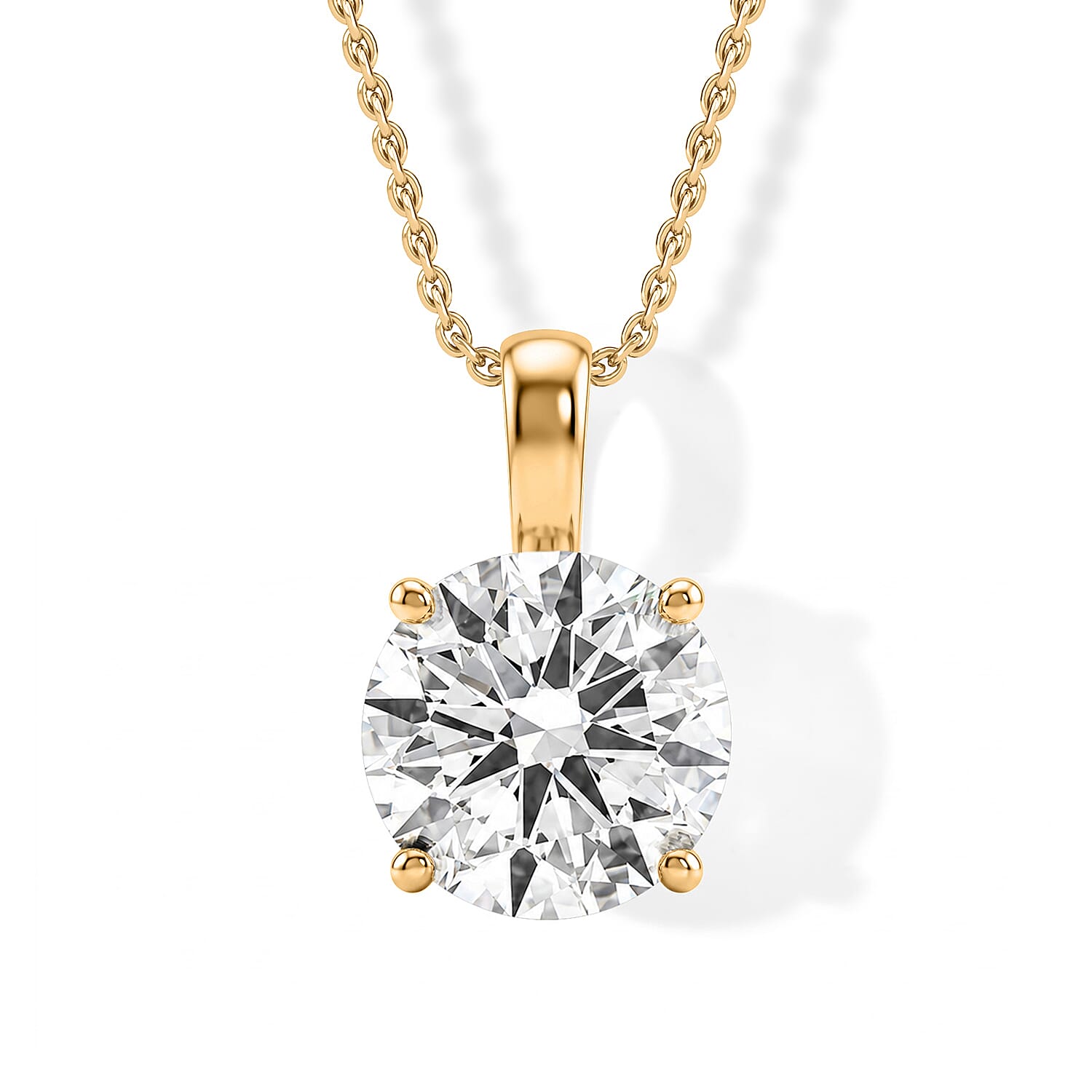 IGI Certified Luxuriant Lab Grown Diamond E-F VS 3.00 ctw Pendant Necklace in 18K Vermeil Yellow Gold Over Sterling Silver 20 In