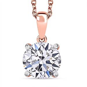 IGI Certified Luxuriant Lab Grown Diamond E-F VS 3.00 ctw Pendant Necklace in 18K Vermeil Rose Gold Over Sterling Silver 20 Inches
