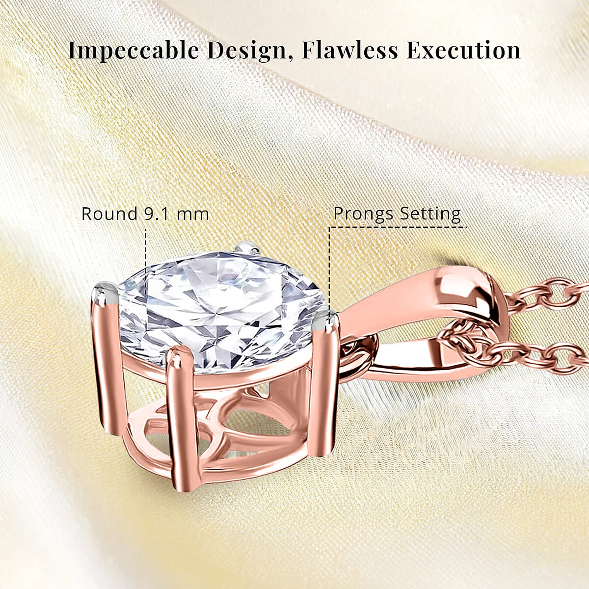 IGI Certified Luxuriant Lab Grown Diamond E-F VS 3.00 ctw Pendant Necklace in 18K Vermeil Rose Gold Over Sterling Silver 20 Inches image number 5
