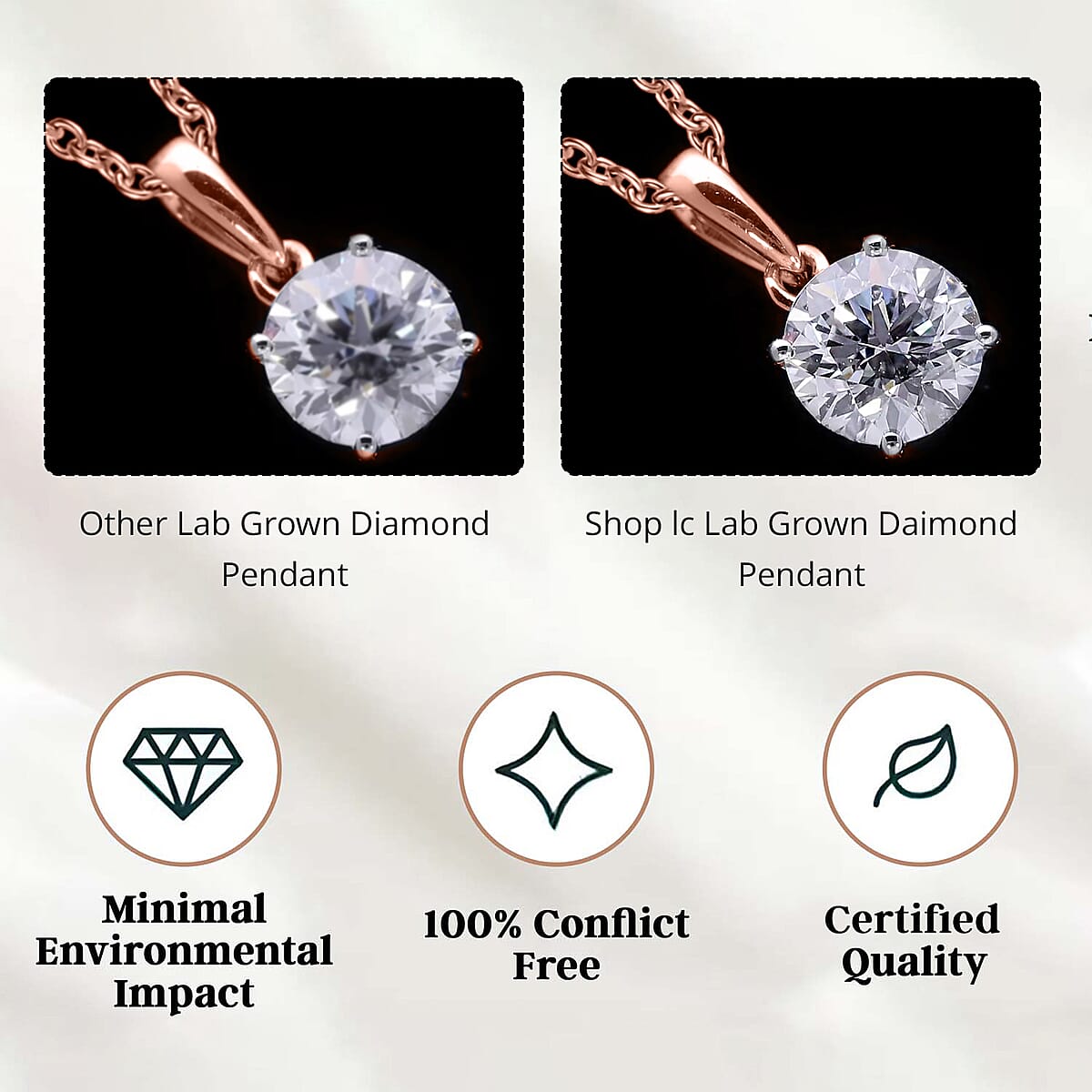 IGI Certified Luxuriant Lab Grown Diamond E-F VS 3.00 ctw Pendant Necklace in 18K Vermeil Rose Gold Over Sterling Silver 20 Inches image number 6