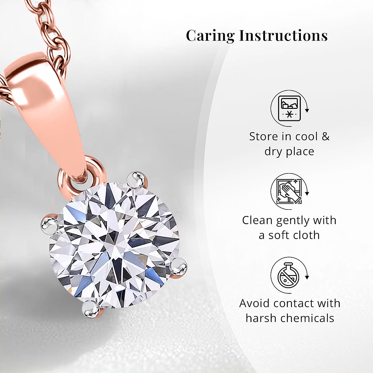IGI Certified Luxuriant Lab Grown Diamond E-F VS 3.00 ctw Pendant Necklace in 18K Vermeil Rose Gold Over Sterling Silver 20 Inches image number 7