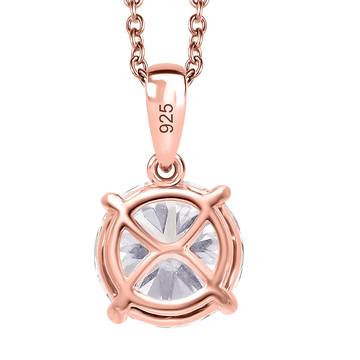 IGI Certified Luxuriant Lab Grown Diamond E-F VS 3.00 ctw Pendant Necklace in 18K Vermeil Rose Gold Over Sterling Silver 20 Inches image number 8