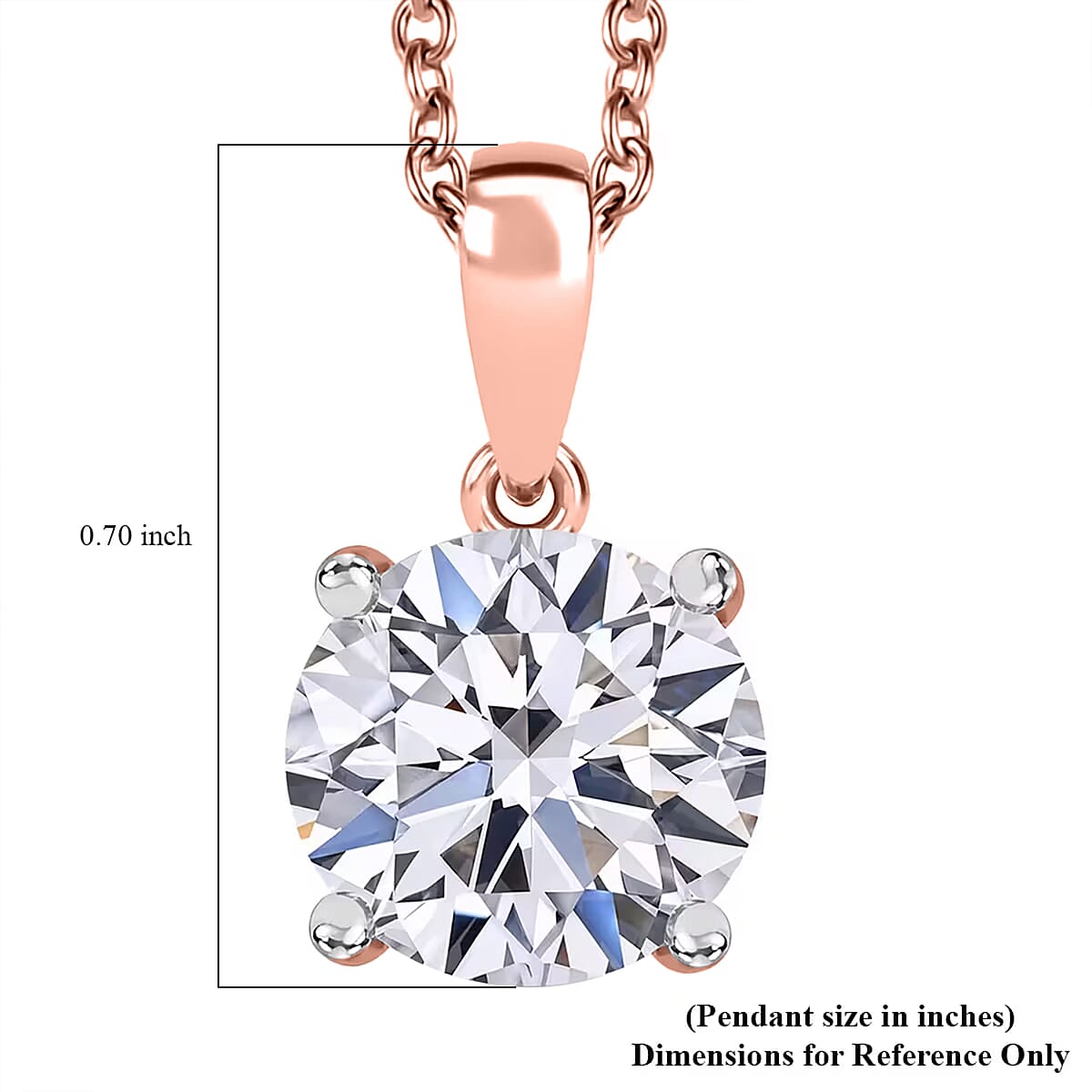IGI Certified Luxuriant Lab Grown Diamond E-F VS 3.00 ctw Pendant Necklace in 18K Vermeil Rose Gold Over Sterling Silver 20 Inches image number 9
