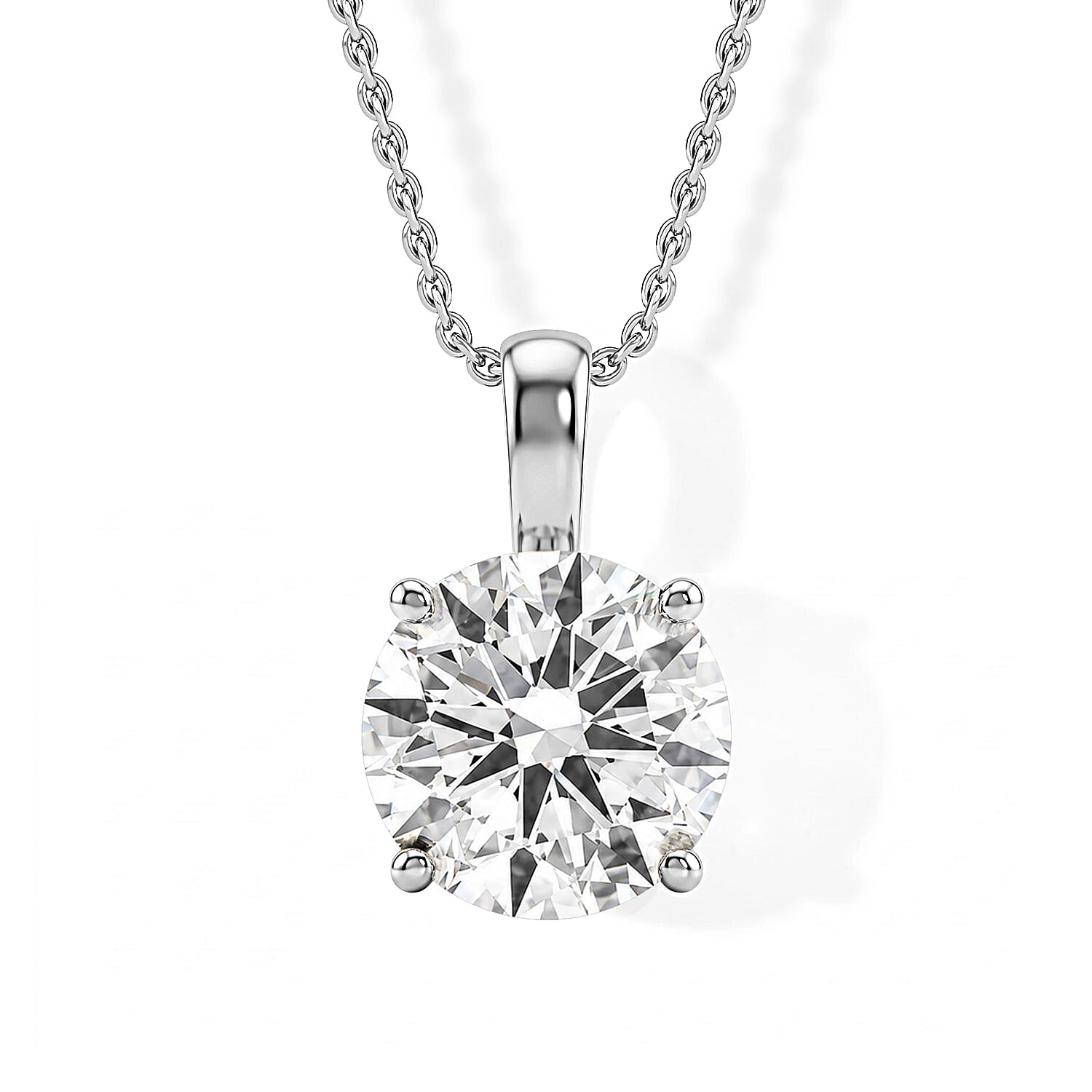 IGI Certified 950 Platinum Luxuriant Lab Grown Diamond E-F VS 3.00 ctw Pendant Necklace 20 Inches