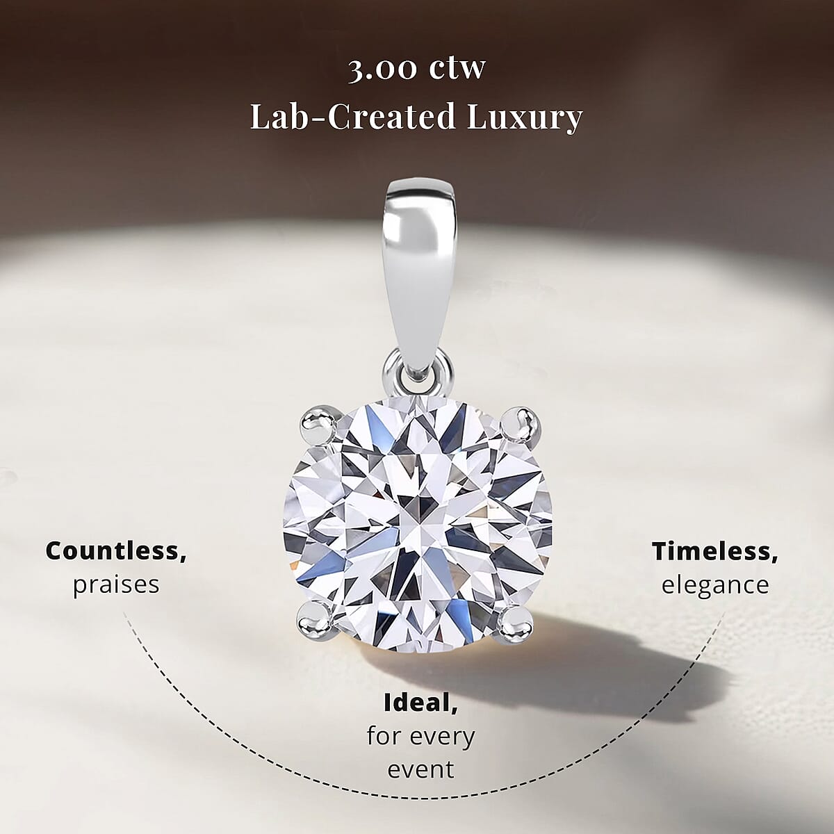 IGI Certified 950 Platinum Luxuriant Lab Grown Diamond E-F VS 3.00 ctw Pendant Necklace 20 Inches image number 2