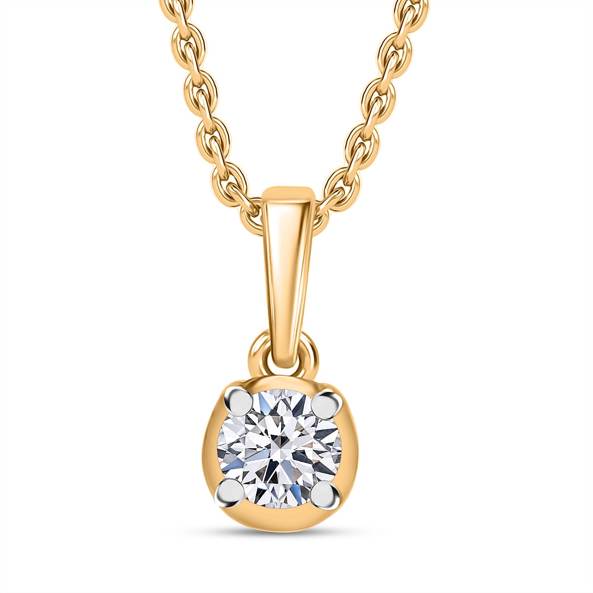 Luxuriant Lab Grown Diamond I2 0.20 ctw Pendant Necklace 20 Inches in 18K Vermeil Yellow Gold Over Sterling Silver image number 0