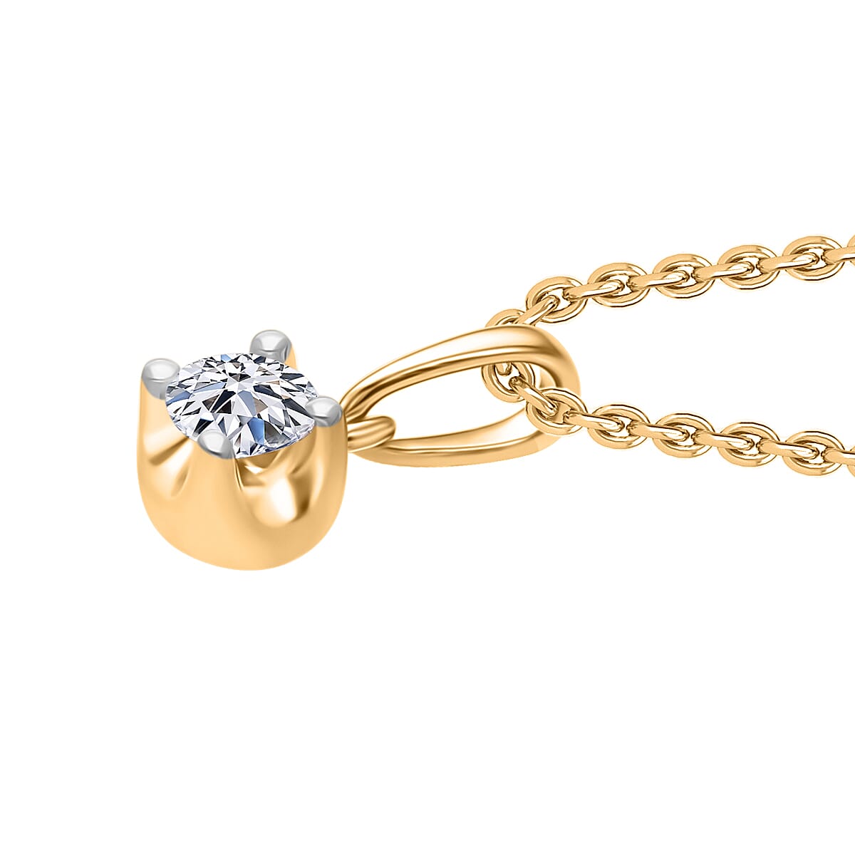 Luxuriant Lab Grown Diamond I2 0.20 ctw Pendant Necklace 20 Inches in 18K Vermeil Yellow Gold Over Sterling Silver image number 2