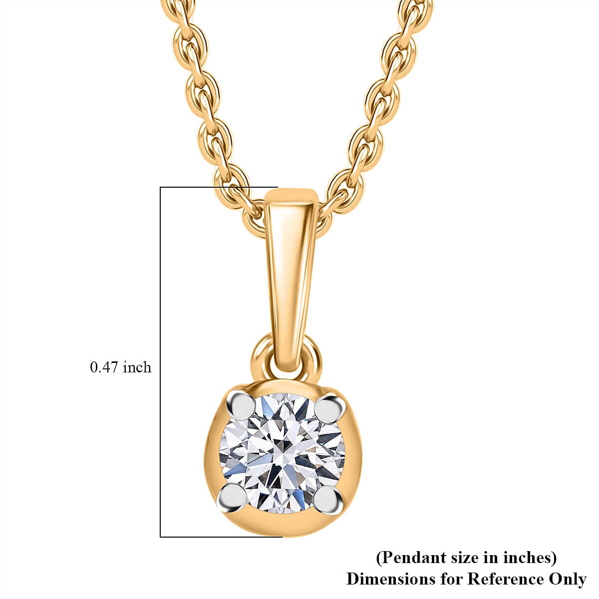 Luxuriant Lab Grown Diamond I2 0.20 ctw Pendant Necklace 20 Inches in 18K Vermeil Yellow Gold Over Sterling Silver image number 4