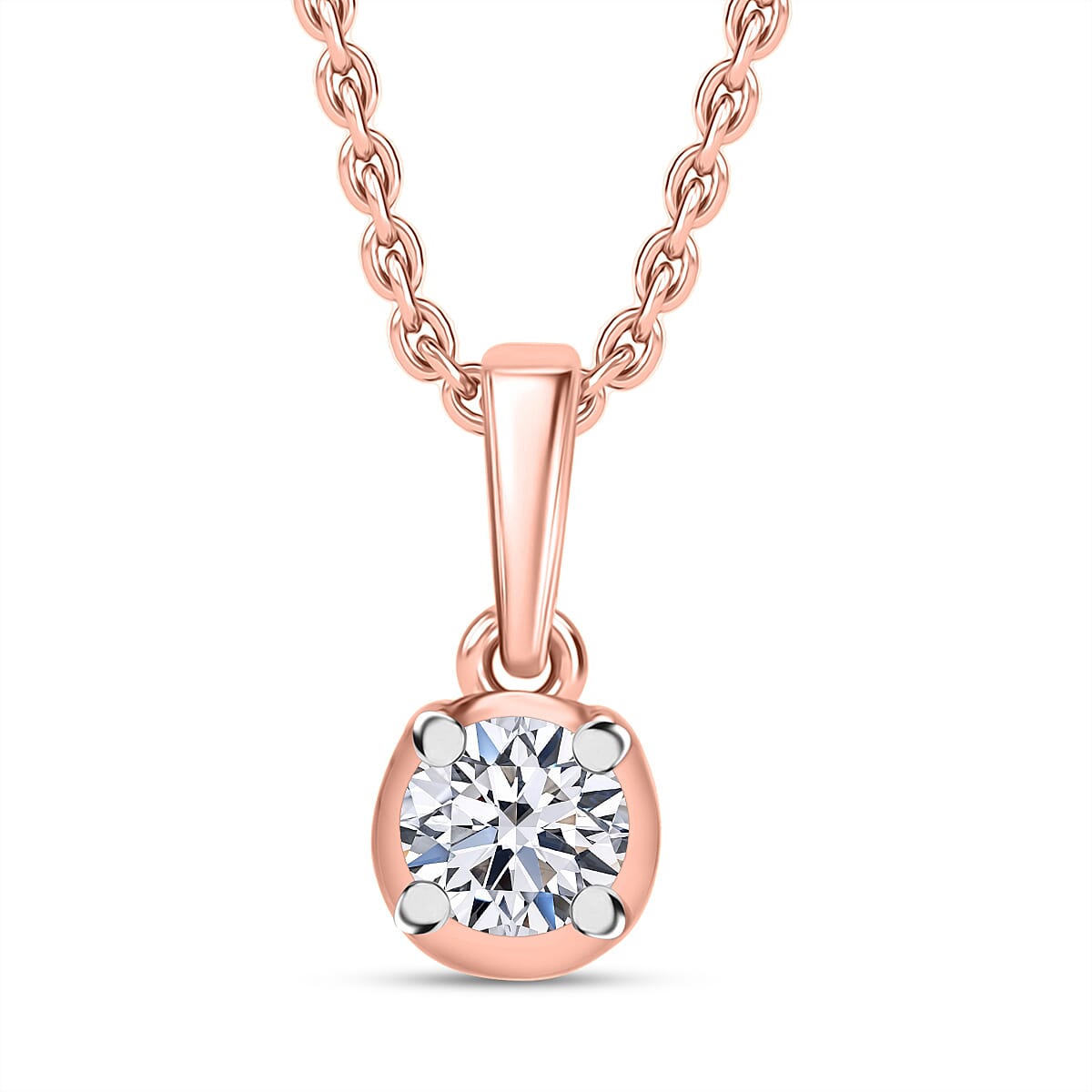 Luxuriant Lab Grown Diamond I2 0.20 ctw Pendant Necklace 20 Inches in 18K Vermeil Rose Gold Over Sterling Silver image number 0