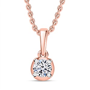 Luxuriant Lab Grown Diamond I2 0.20 ctw Pendant Necklace 20 Inches in 18K Vermeil Rose Gold Over Sterling Silver