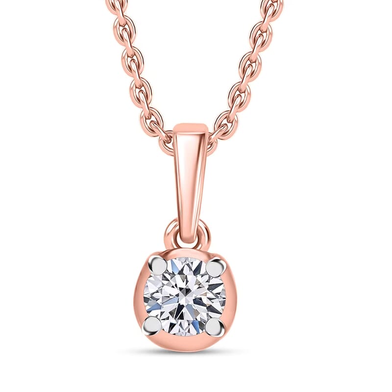 Luxuriant Lab Grown Diamond I2 0.20 ctw Pendant Necklace 20 Inches in 18K Vermeil Rose Gold Over Sterling Silver