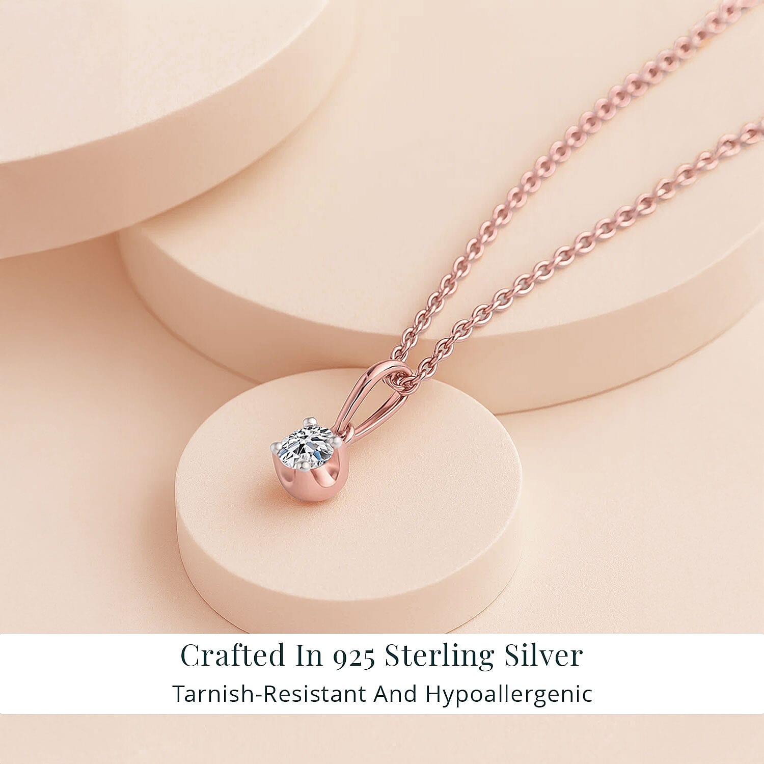 Luxuriant Lab Grown Diamond I2 0.20 ctw Pendant Necklace 20 Inches in 18K Vermeil Rose Gold Over Sterling Silver