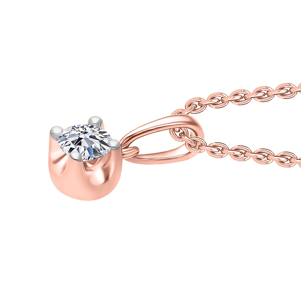 Luxuriant Lab Grown Diamond I2 0.20 ctw Pendant Necklace 20 Inches in 18K Vermeil Rose Gold Over Sterling Silver image number 2