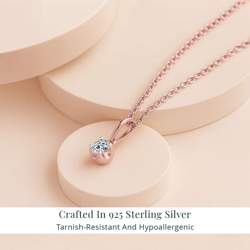 Luxuriant Lab Grown Diamond I2 0.20 ctw Pendant Necklace 20 Inches in 18K Vermeil Rose Gold Over Sterling Silver