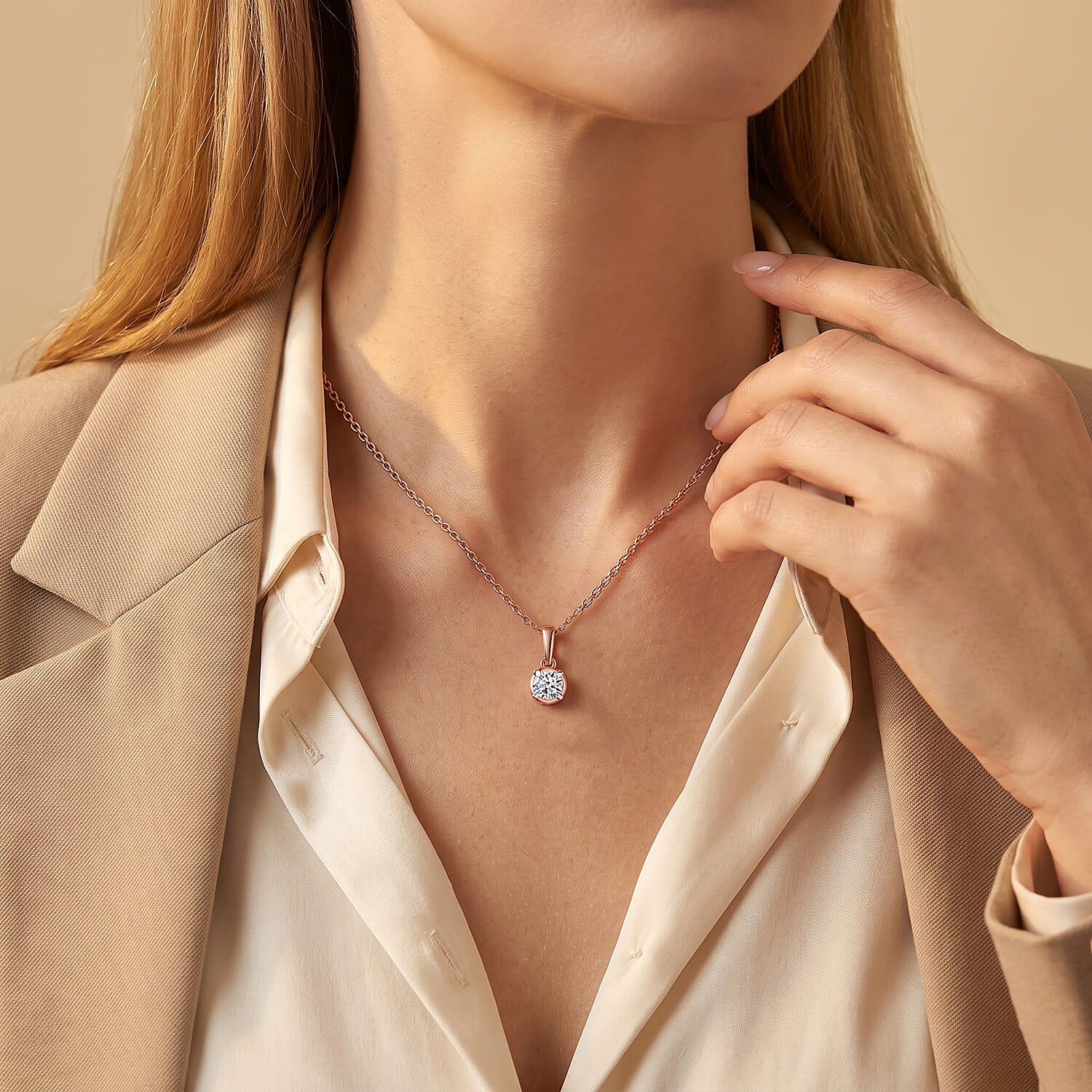 Luxuriant Lab Grown Diamond I2 0.20 ctw Pendant Necklace 20 Inches in 18K Vermeil Rose Gold Over Sterling Silver