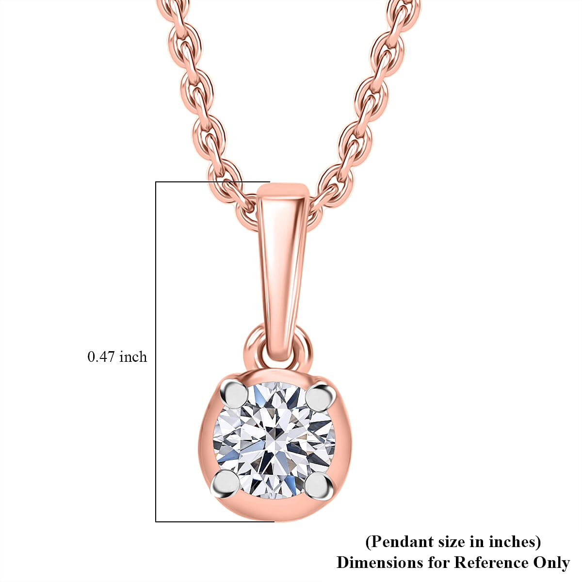 Luxuriant Lab Grown Diamond I2 0.20 ctw Pendant Necklace 20 Inches in 18K Vermeil Rose Gold Over Sterling Silver image number 4