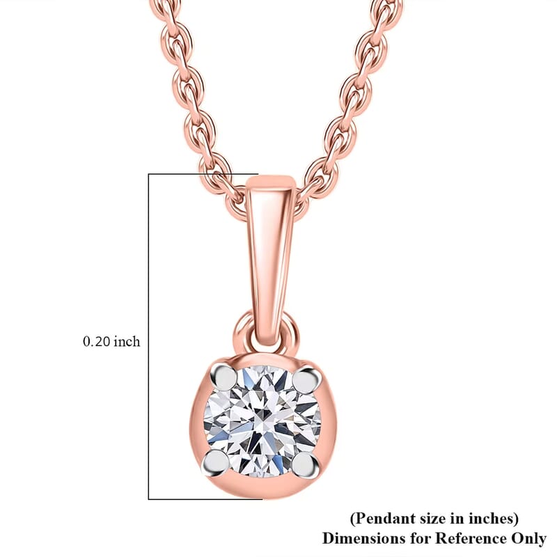 Luxuriant Lab Grown Diamond I2 0.20 ctw Pendant Necklace 20 Inches in 18K Vermeil Rose Gold Over Sterling Silver