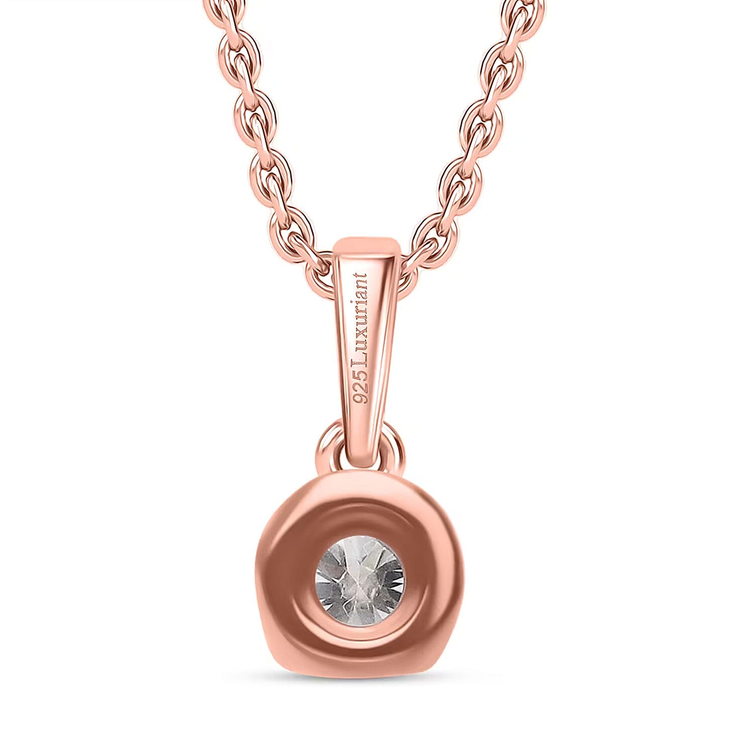 Luxuriant Lab Grown Diamond I2 0.20 ctw Pendant Necklace 20 Inches in 18K Vermeil Rose Gold Over Sterling Silver