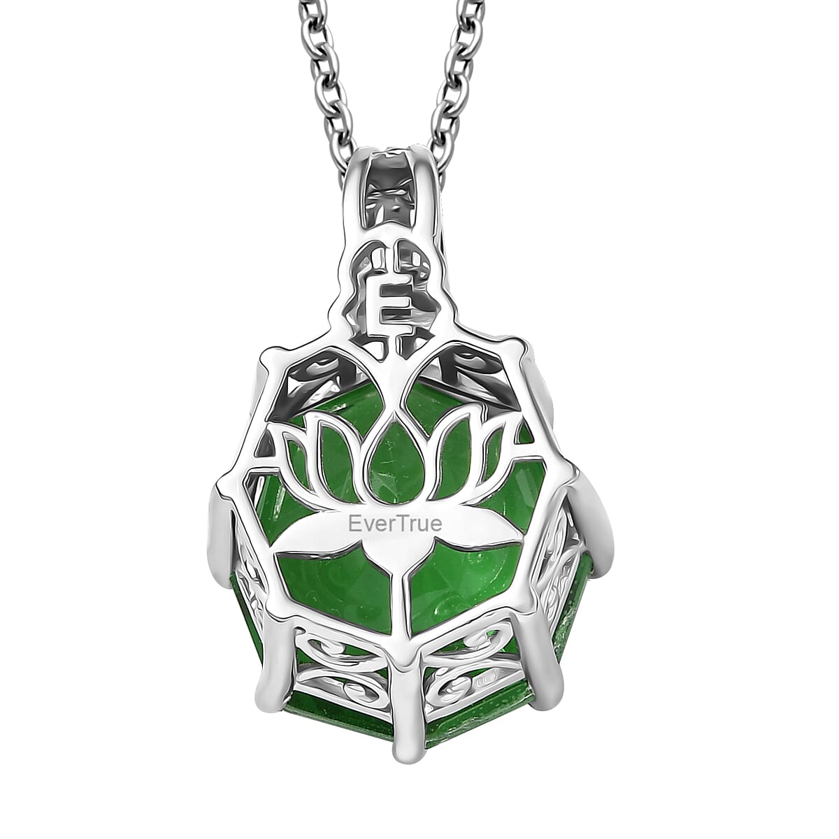 EverTrue Chartreuse Quartz (Triplet) and White Zircon 17.10 ctw Pendant in Platinum Bond with Stainless Steel Necklace 20 Inches image number 4
