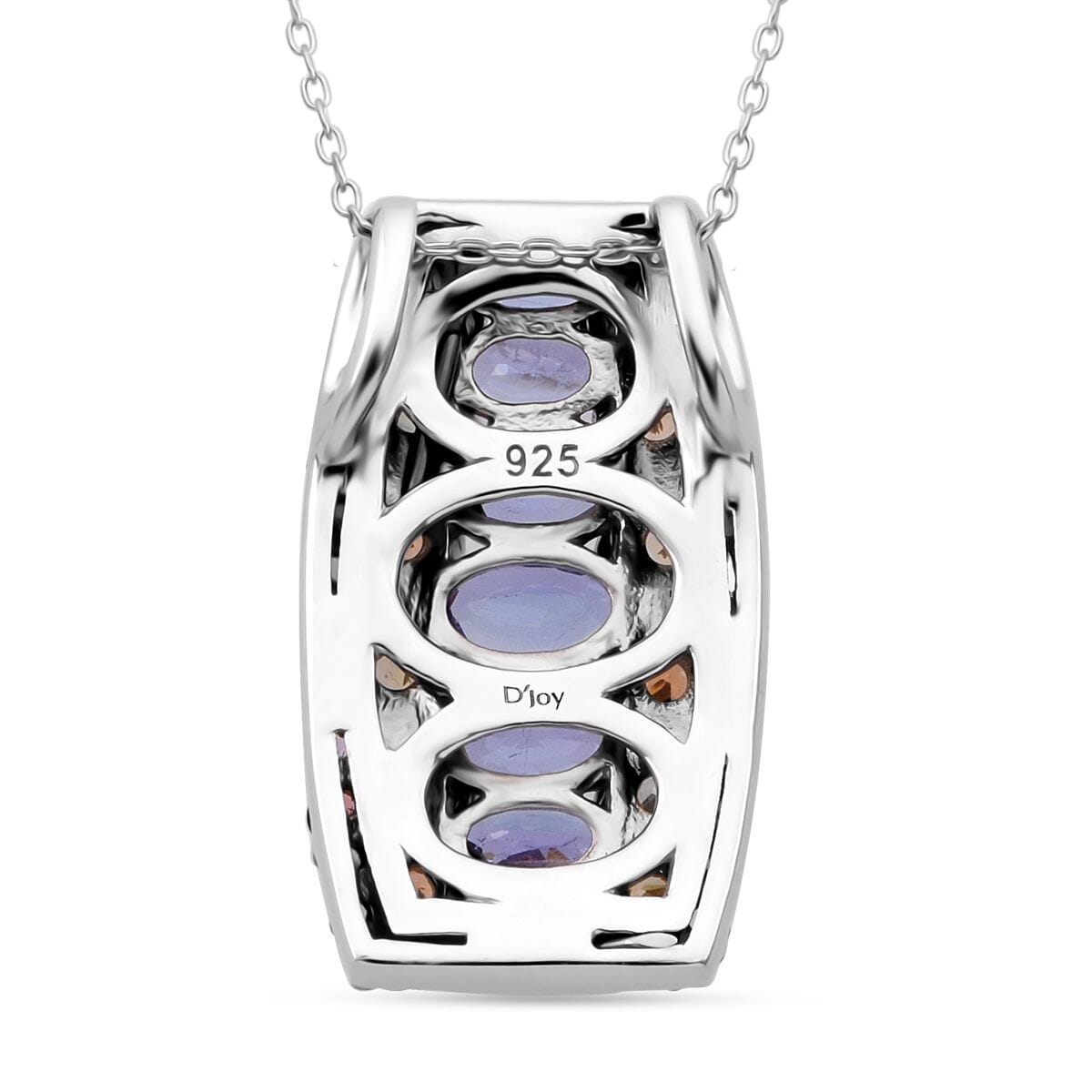 D'Joy Tanzanite and Multi Sapphire 3.20 ctw Pendant Necklace in Rhodium Over Sterling Silver 20 Inches image number 4