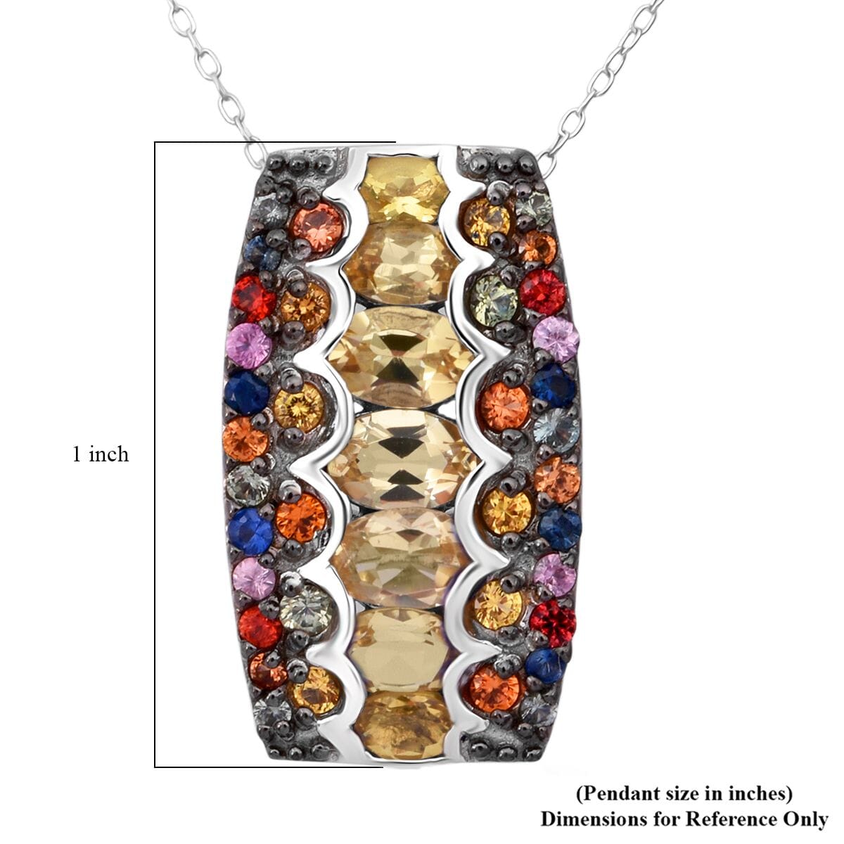 D'Joy Tanzanite and Multi Sapphire 3.20 ctw Pendant Necklace in Rhodium Over Sterling Silver 20 Inches image number 6