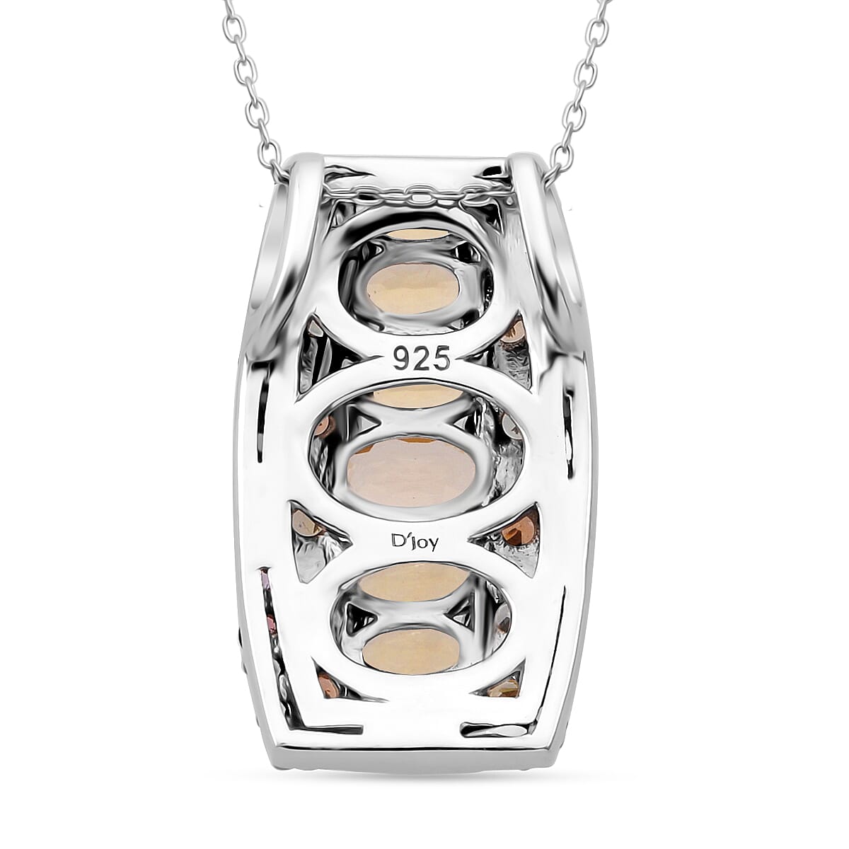 D'Joy Brazilian Heliodor and Multi Sapphire 3.10 ctw Art Deco Pendant Necklace in Rhodium Over Sterling Silver 20 Inches image number 4