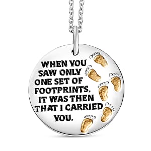 EverTrue Footprints Pendant in 18K YG Plated and Platinum Bond with Stainless Steel Necklace 20 Inches