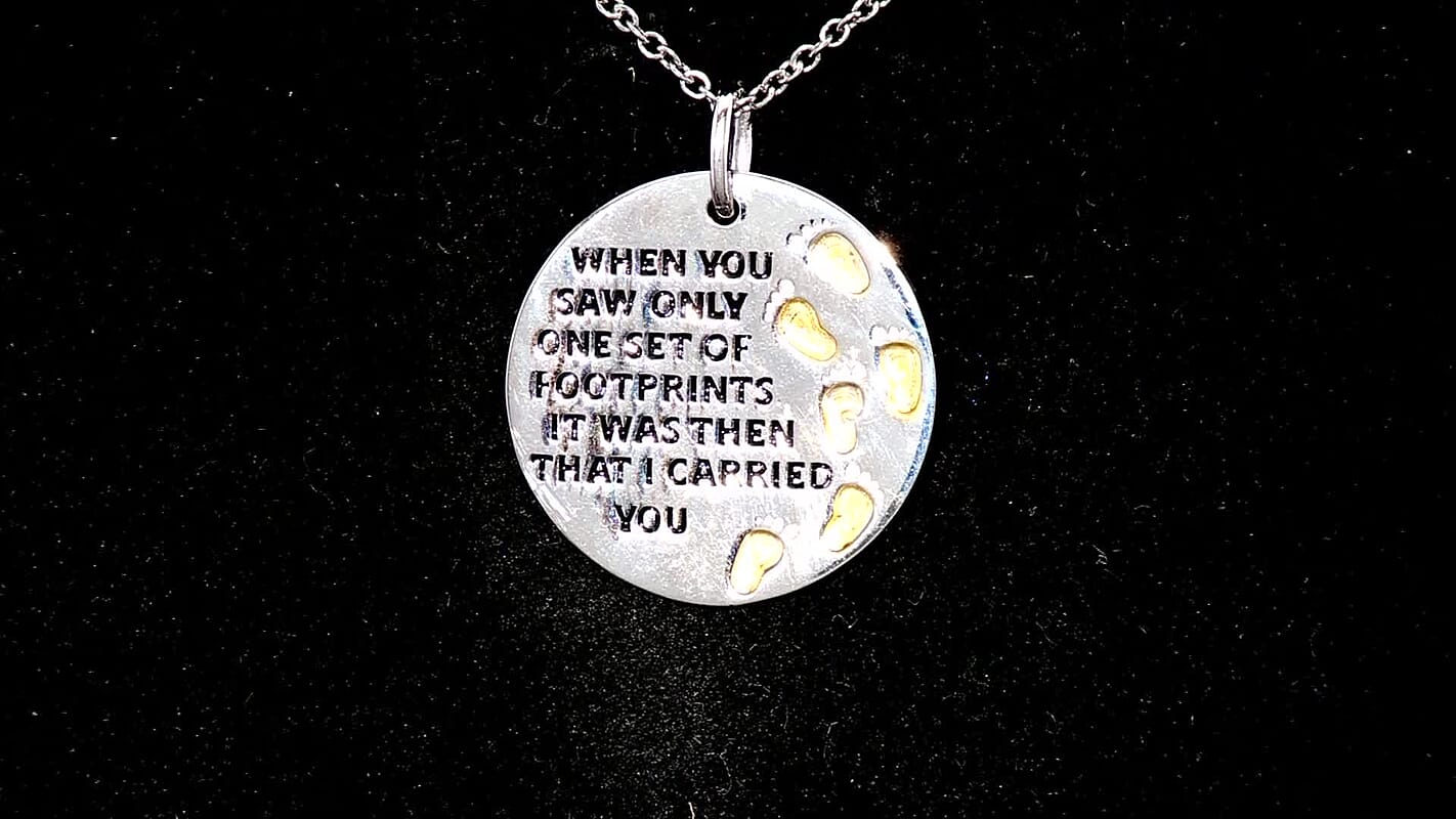 EverTrue Footprints Pendant in 18K YG Plated and Platinum Bond with Stainless Steel Necklace (20 Inches)