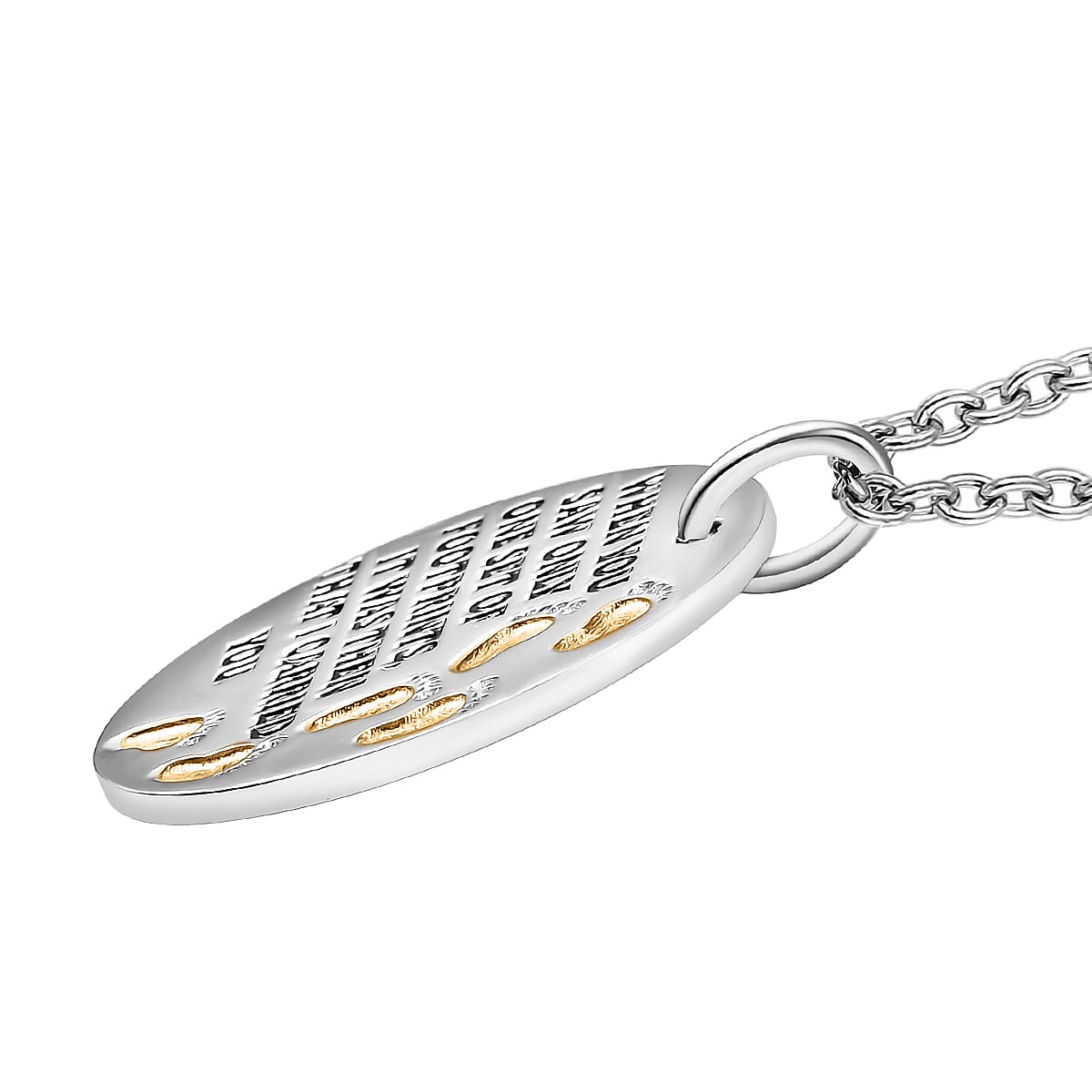 EverTrue Footprints Pendant in 18K YG Plated and Platinum Bond with Stainless Steel Necklace 20 Inches image number 3