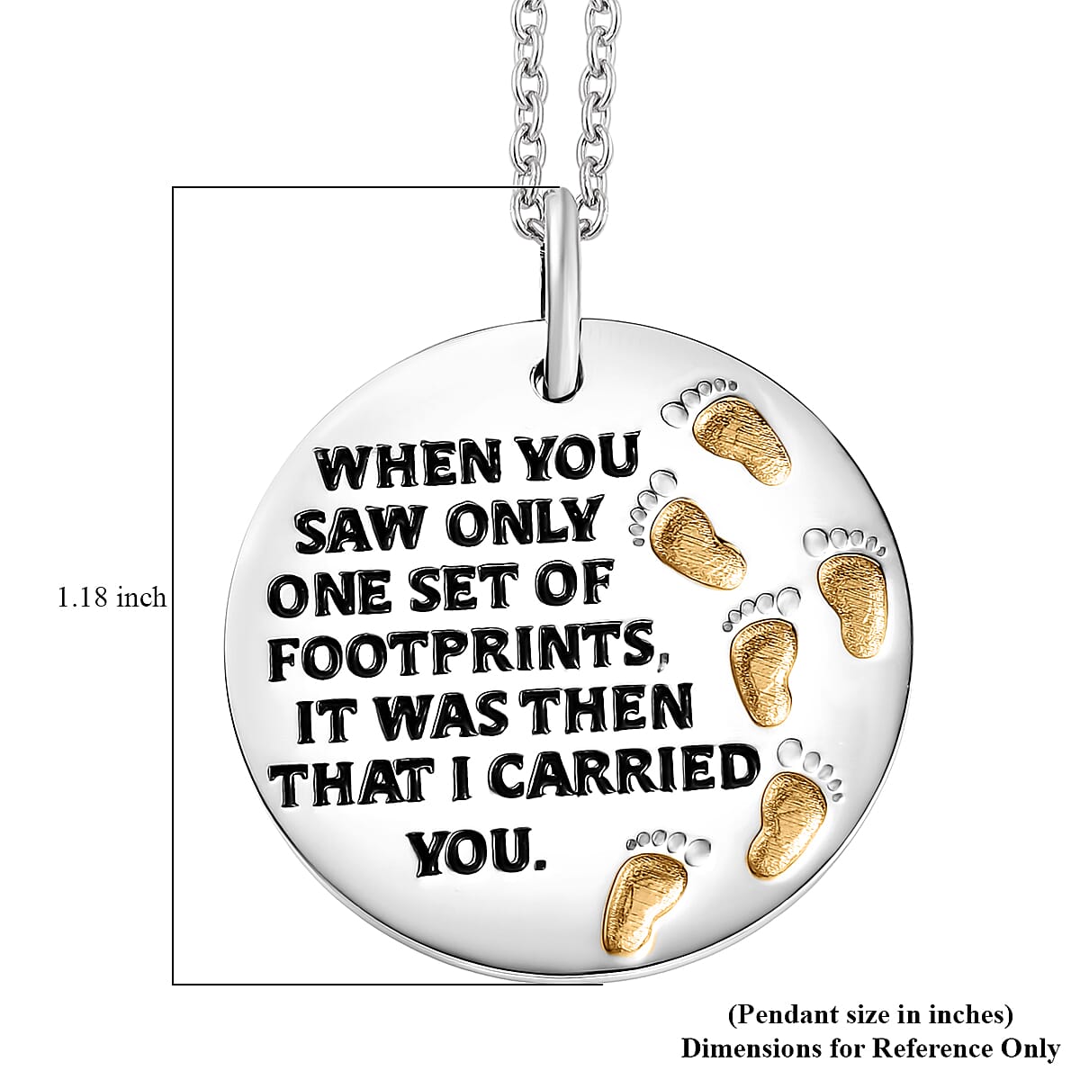 EverTrue Footprints Pendant in 18K YG Plated and Platinum Bond with Stainless Steel Necklace 20 Inches image number 6