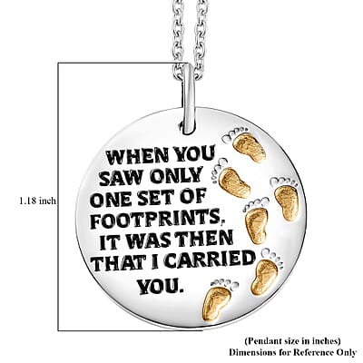 EverTrue Footprints Pendant in 18K YG Plated and Platinum Bond with Stainless Steel Necklace 20 Inches