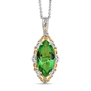 EverTrue Chartreuse Quartz (Triplet) 10.50 ctw Pendant in 18K YG Plated and Platinum Bond with Stainless Steel Necklace 20 Inches