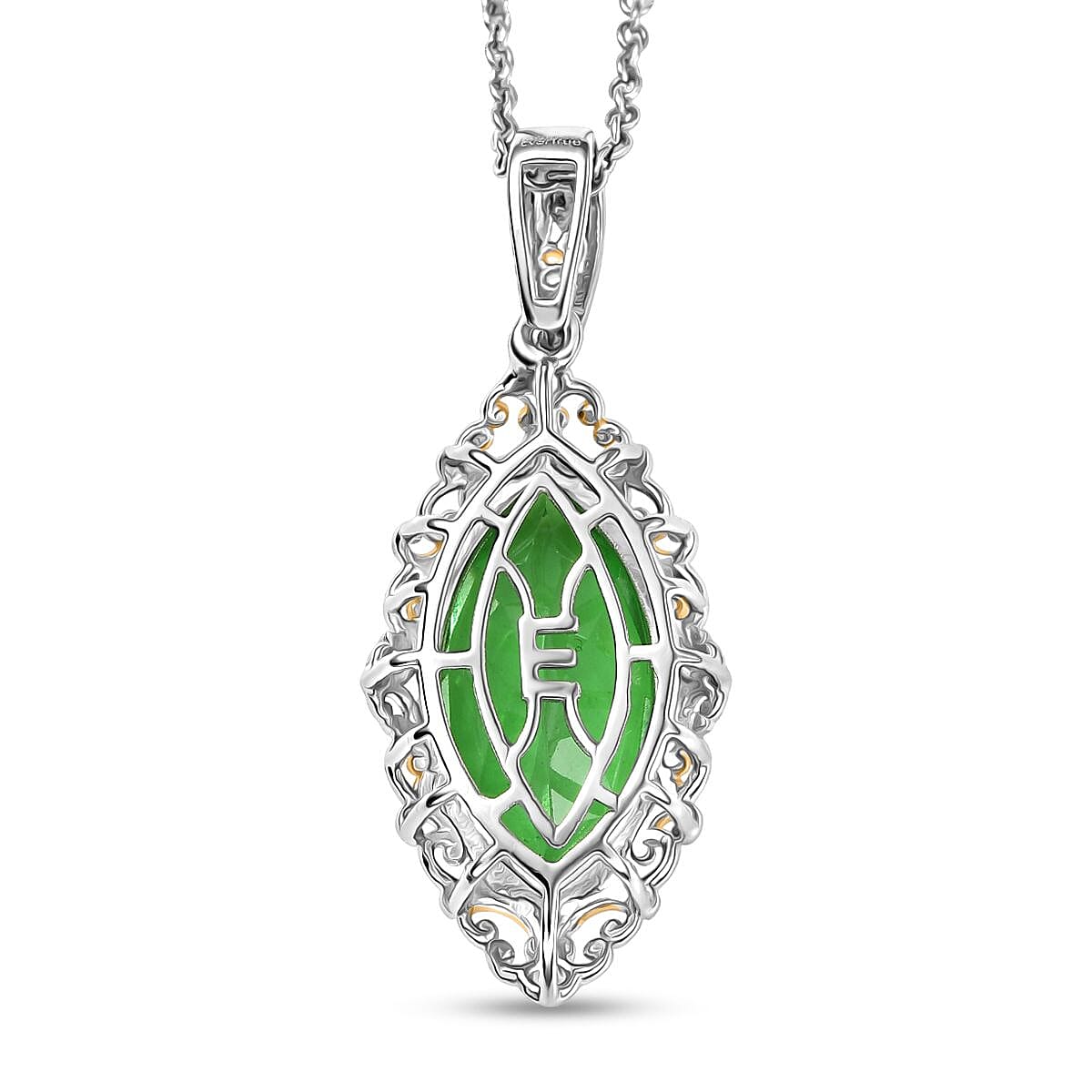 EverTrue Chartreuse Quartz (Triplet) 10.50 ctw Pendant in 18K YG Plated and Platinum Bond with Stainless Steel Necklace 20 Inches image number 4