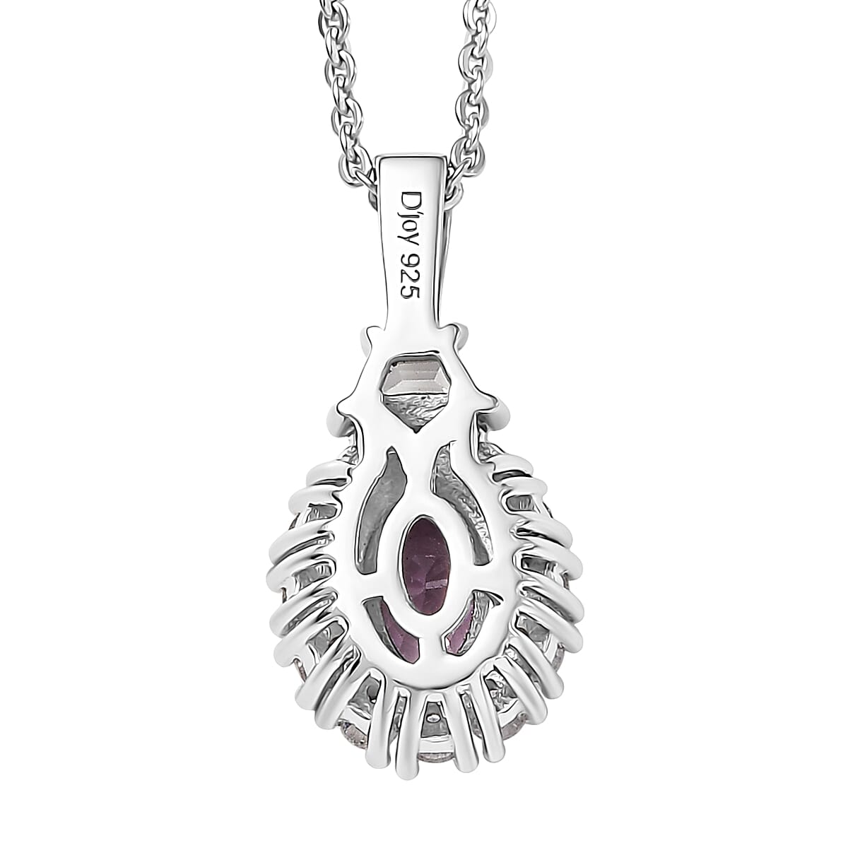 D'Joy Royal Lavender Spinel and White Zircon 1.10 ctw Classic Halo Pendant Necklace in Rhodium Over Sterling Silver 20 Inches image number 4