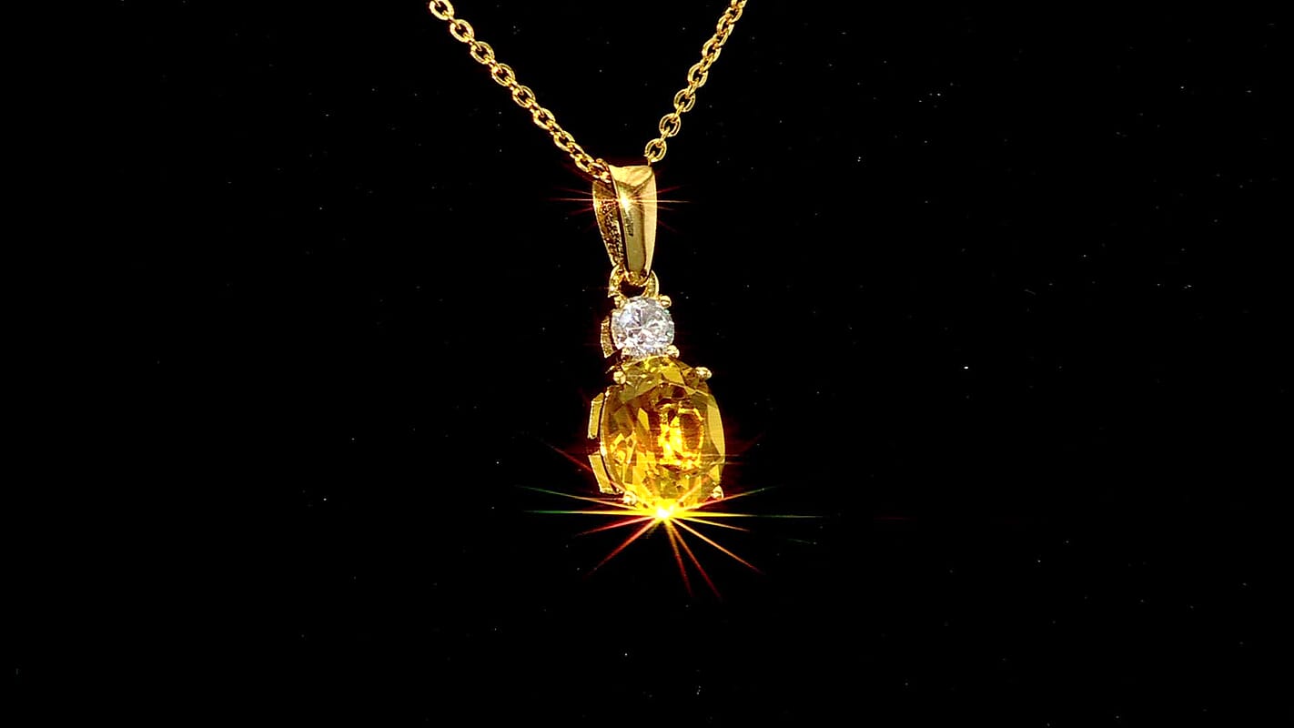 AAA Brazilian Heliodor and G-H SI Luxuriant Lab Grown Diamond 1.25 ctw Golden Radiance Pendant Necklace in 18K Vermeil Yellow Gold Over Sterling Silver 20 Inches