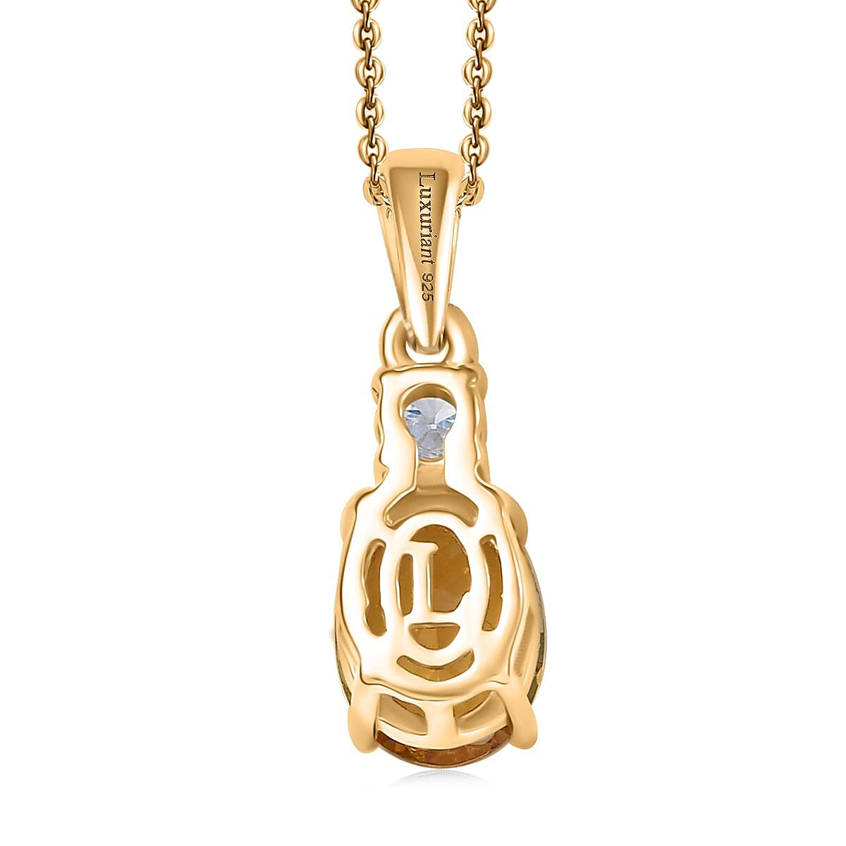 AAA Brazilian Heliodor and G-H SI Luxuriant Lab Grown Diamond 1.25 ctw Golden Radiance Pendant Necklace in 18K Vermeil Yellow Gold Over Sterling Silver 20 Inches image number 4