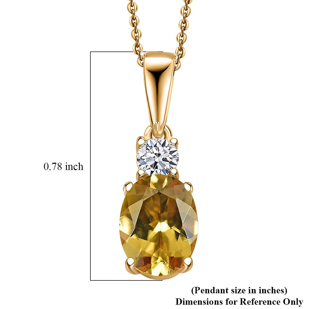 AAA Brazilian Heliodor and G-H SI Luxuriant Lab Grown Diamond 1.25 ctw Golden Radiance Pendant Necklace in 18K Vermeil Yellow Gold Over Sterling Silver 20 Inches image number 5